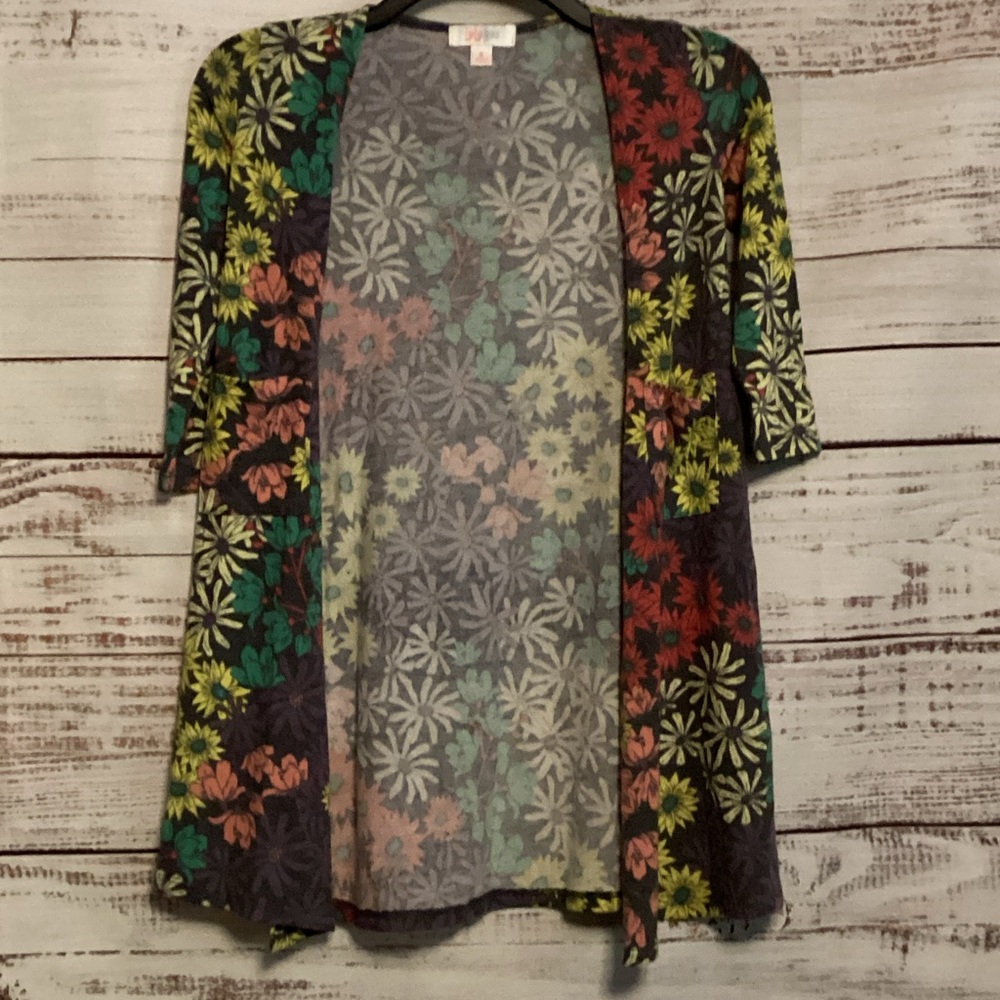LuLaRoe Kids Colorful Floral Sariah Trench Cardigan